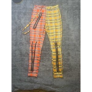 Split Bondage Plaid Pants Orange/Yellow Women’s sz: M